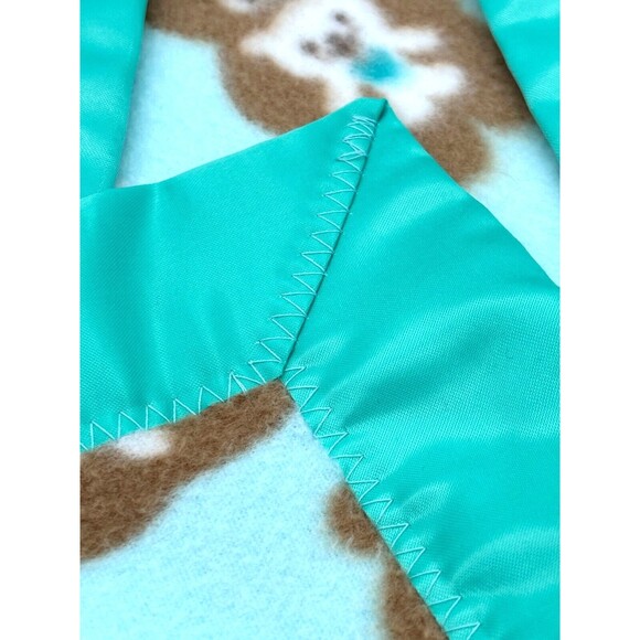 Teddy Bear Plush Large Lovey Soft Fleece Security Blanket Satin Trimmed Teal - Picture 4 of 16